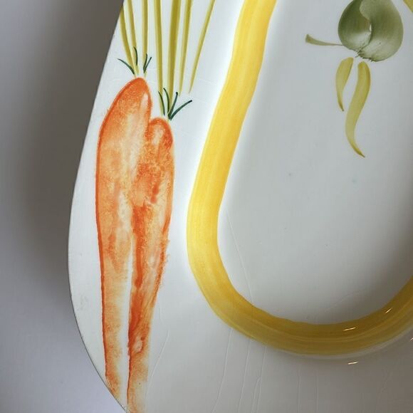 Crate and Barrel Judith Mosse Kruger 17” Oval Platter Vegetable Pattern Italy - Picture 4 of 8